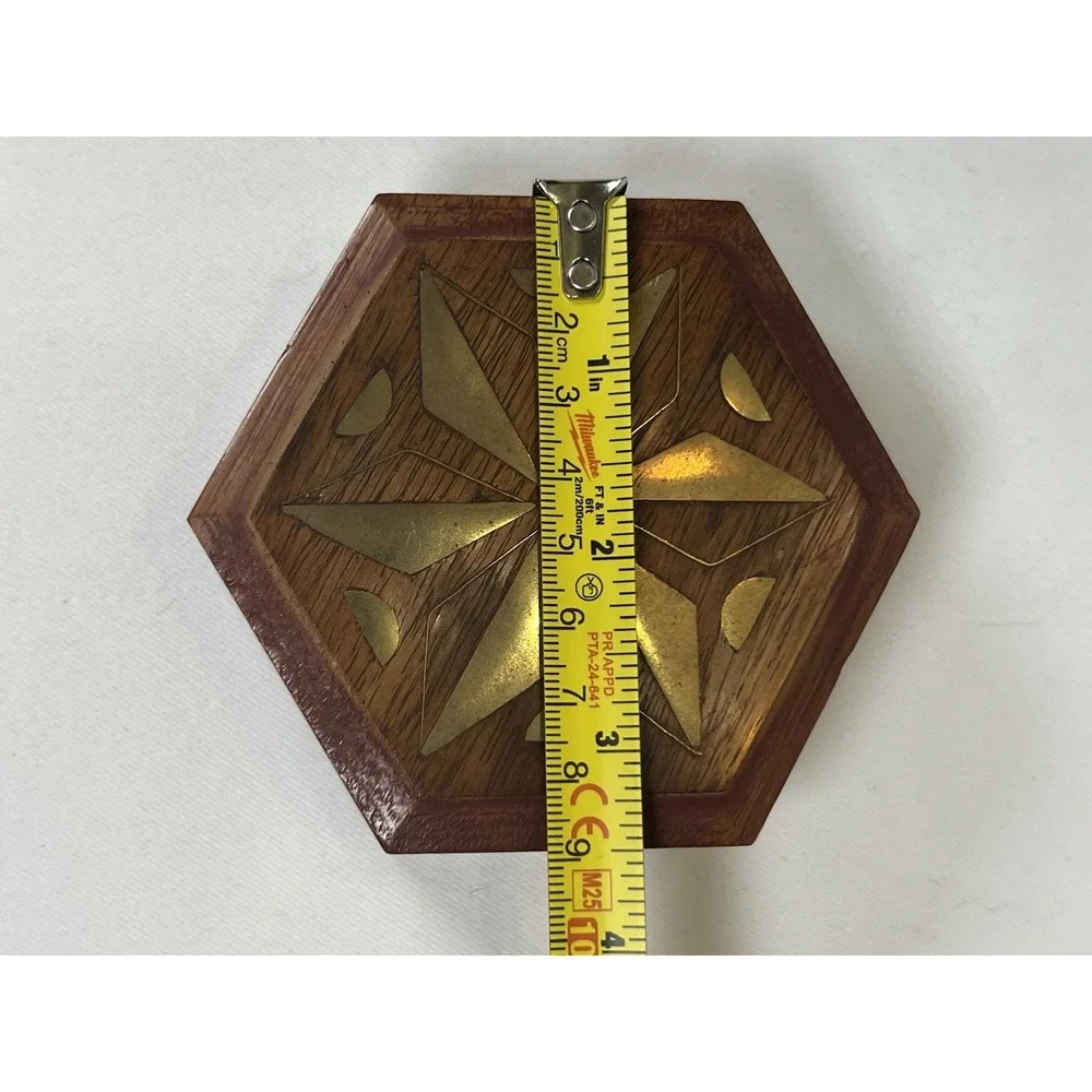 Hexagon wood brass